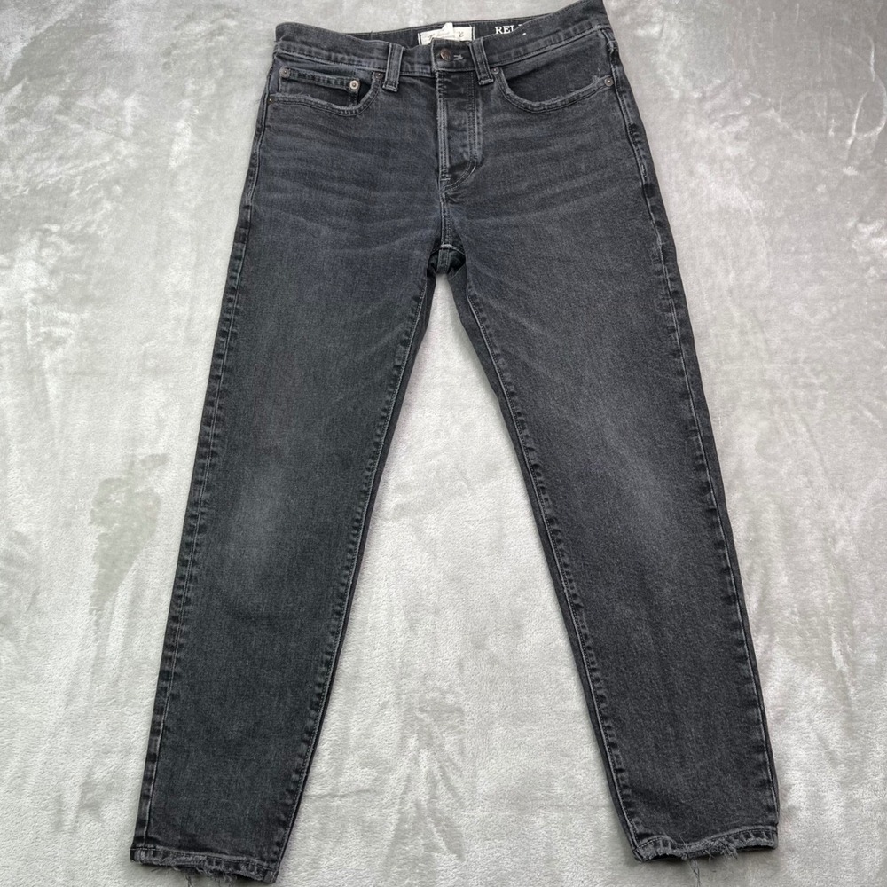 Madewell Relaxed Taper Jeans Mens 28x30 Fits 28x27 Black Faded Button Fly Denim